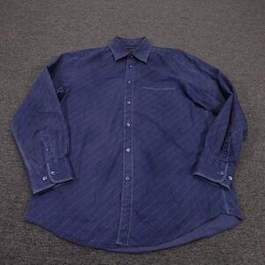 Indigo Palms Shirt Mens Medium Blue Geometric Long Sleeve Button Up Casual Woven